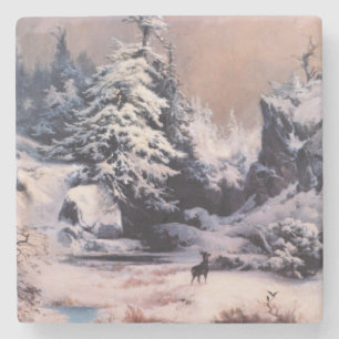Vintern i Rocky mountains (av Thomas Moran) Stenunderlägg