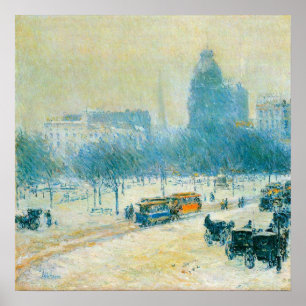Vintern i union kvadrerar vid Childe Hassam Poster