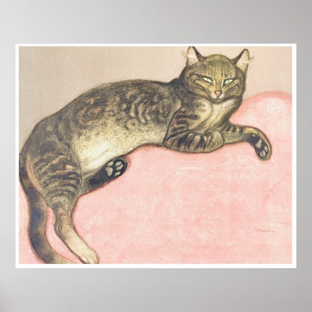 Vintern: Katt på en kushion av Theophile Steinlen Poster (Framsidan)