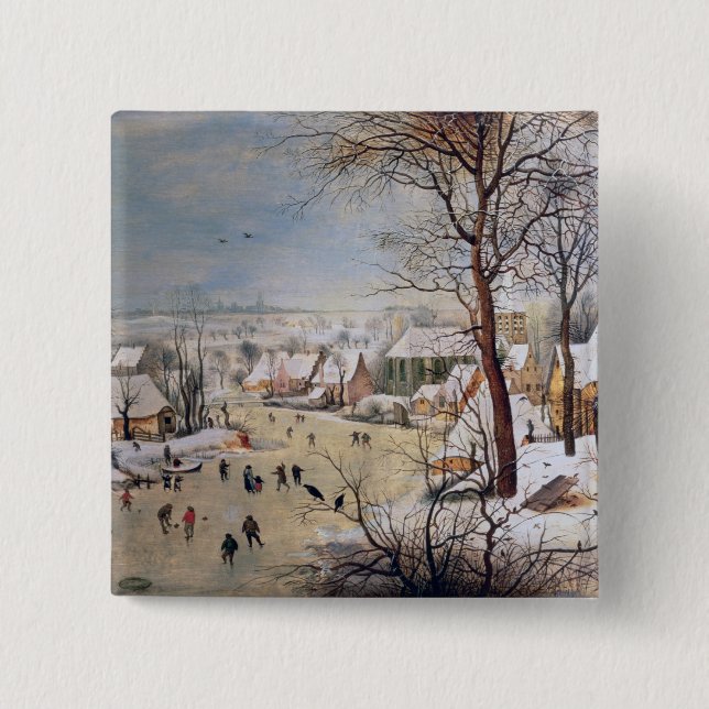 Vintern landskap med Birdtrap, 1601 Knapp (Framsida)