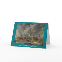 Vintern landskap med skater på djupfryst sjökort