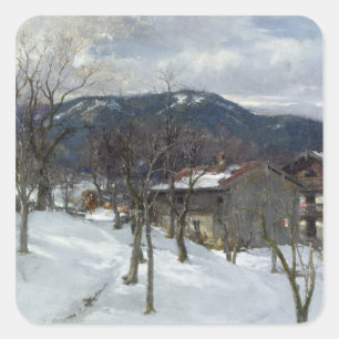 Vintern landskap nära Kutterling, 1899 Fyrkantigt Klistermärke