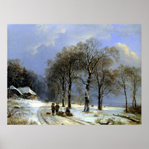 Vintern landskap sleighen - Koekkoek Poster