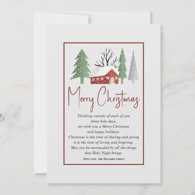 Vintern med träd och snö jul julkort (Framsida)