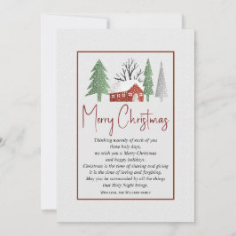 Vintern med träd och snö jul julkort