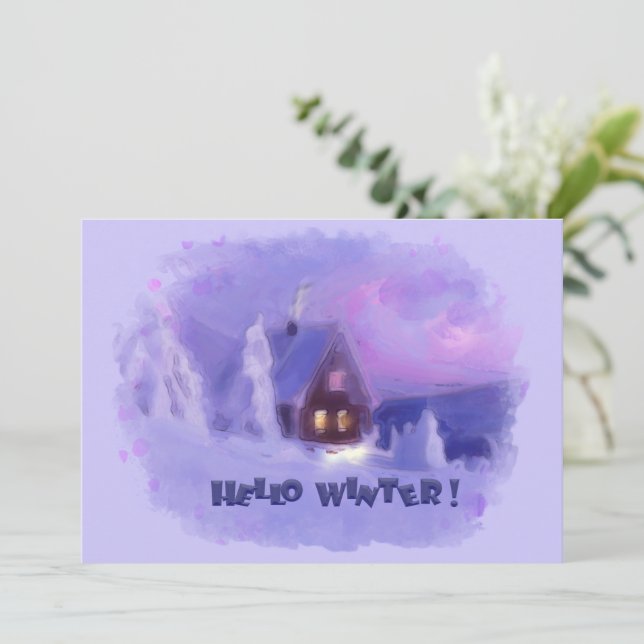 Vintern överst på bergen Chalet White Firs Julkort (Stående Fram)