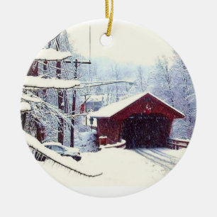 VINTERN PÅ DET DOLDT ÖVERBRYGGAR prydnaden Julgransprydnad Keramik