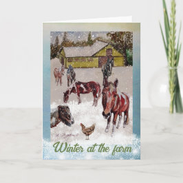 Vintern på gården för mjuka turkos och hästar inbjudan