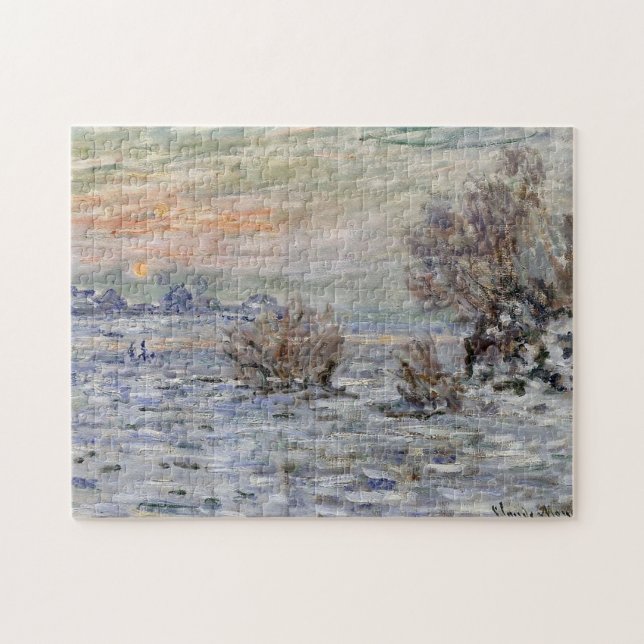 Vintern på Seine, Lavacourt Monet Fine Art Pussel (Horisontell)