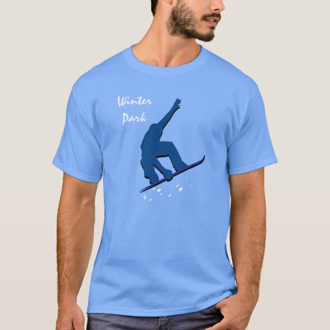 Vintern parkerar blåttsnowboarderen tee shirt (Framsida)