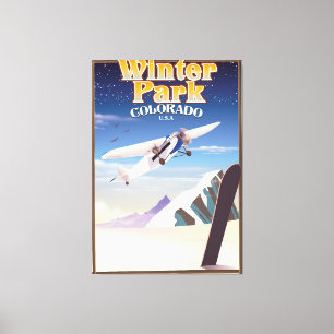 Vintern parkerar den colorado vintage canvastryck