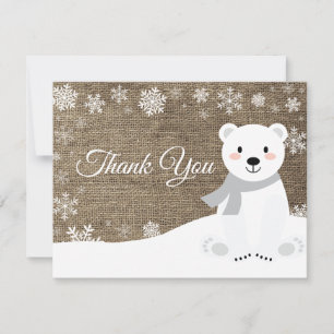 Vintern Polar Bear White Snowflake Tack, ditt kort