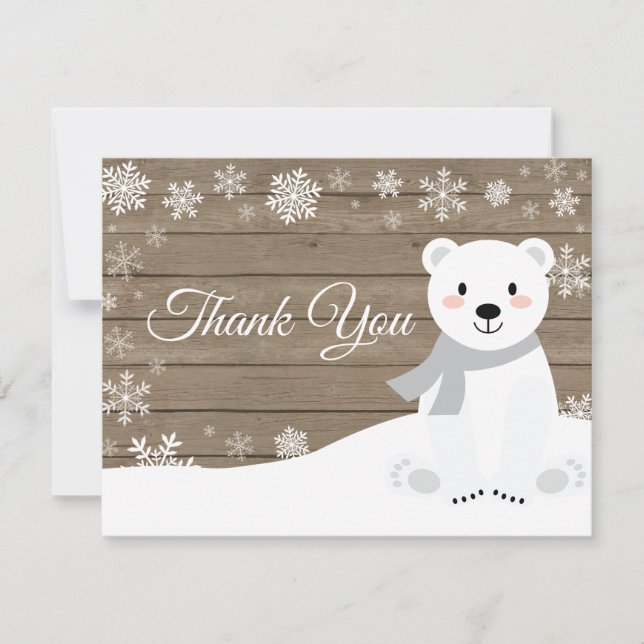 Vintern Polar Bear White Snowflake Tack, ditt kort (Framsida)