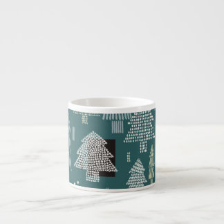 Vintern träd, årgången jul mönster. espressomugg