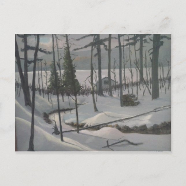 Vintern vid sjö vykort (Framsida)