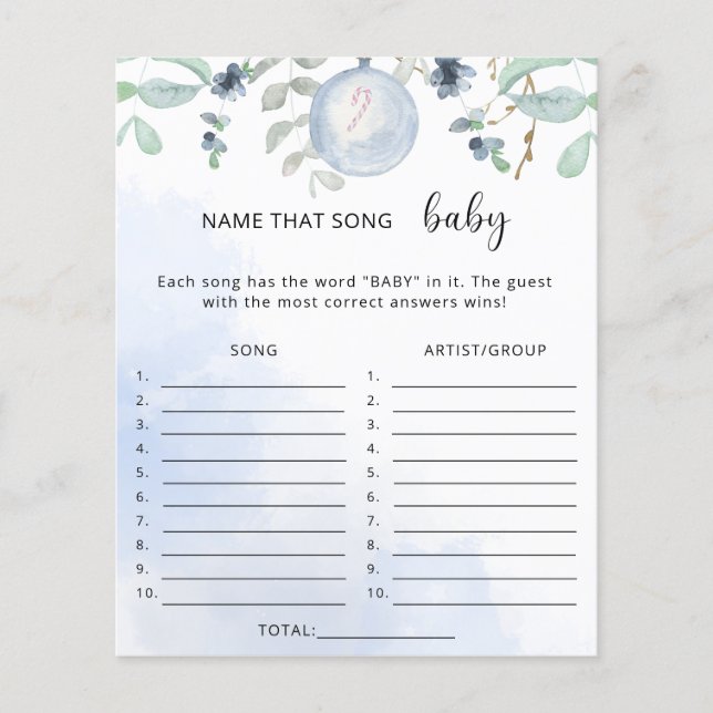 Vinternamn på den låten baby shower-spel (Framsida)