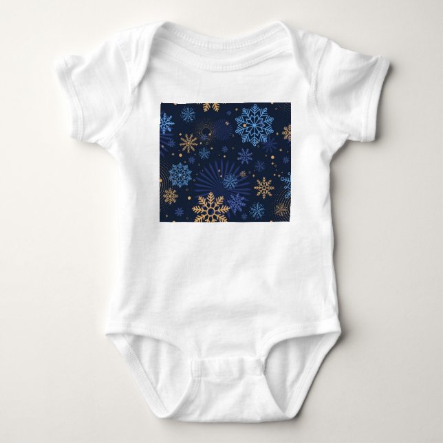 Vinternatt: Blue Snowflake Mönster. T Shirt (Framsida)