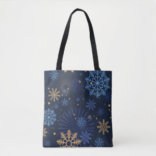 Vinternatt: Blue Snowflake Mönster. Tygkasse