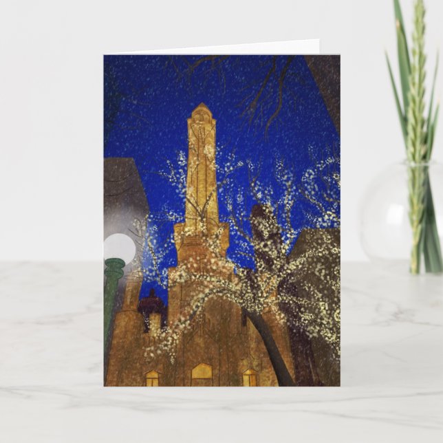 Vinternatt på vattentorn helgkort (Framsida)