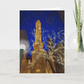 Vinternatt på vattentorn helgkort