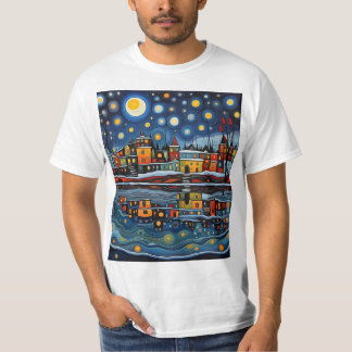 Vinternatt vid sjö 6 t shirt