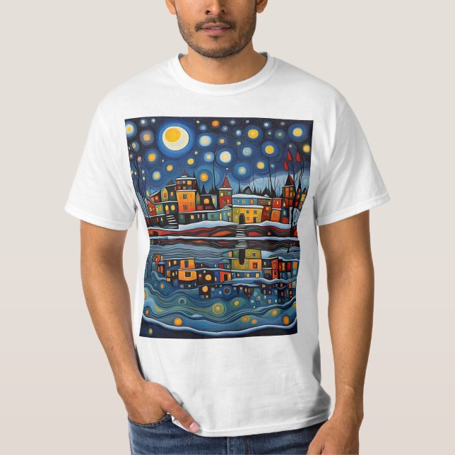 Vinternatt vid sjö 6 t shirt (Framsida)