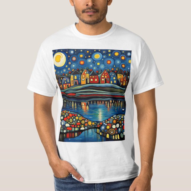 Vinternatt vid sjö 9 t shirt (Framsida)