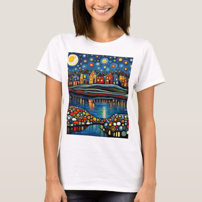 Vinternatt vid sjö 9 t shirt (Framsida)