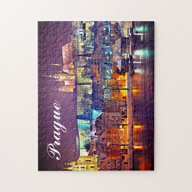 Vinternatten i Prag-Tjeckien Pussel (Vertikal)