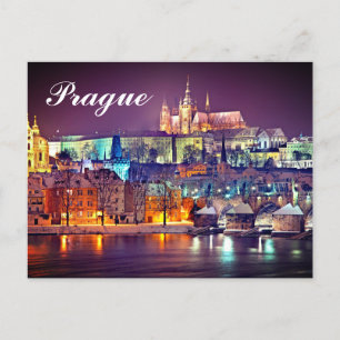 Vinternatten i Prag-Tjeckien Vykort