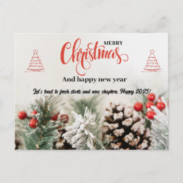 Vinternatur jul och nyår Hälsning Vykort