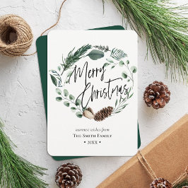 Vinternatur | Vattenfärgad vattenkrans God jul Julkort