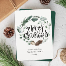 Vinternatur | Vattenfärgad vattenkrans God jul