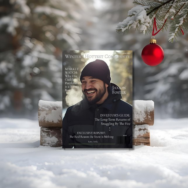 Vinterns Hetaste Nyhet  Tidskriftens Omslag Julkort (Winter's Hottest Commodity Magazine Cover Holiday Card)