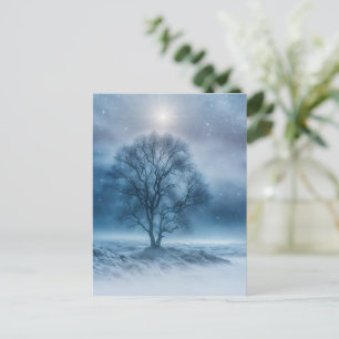 Vinterns solståndsträd i snö hedniskt firande helg vykort