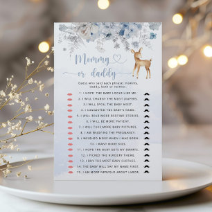 Vinteröl blå Mamma eller Pappa baby shower spel