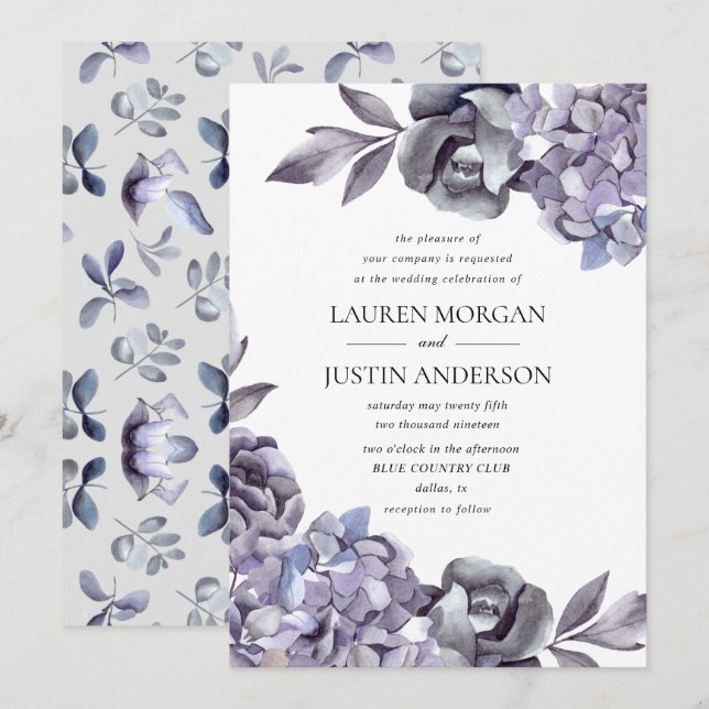 Vinterömtålig vattenskida blommigt Bröllop Inbjudningar (Fram/baksida)
