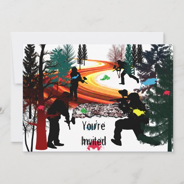 VinterPaintball i skogen Inbjudningar (Framsida)
