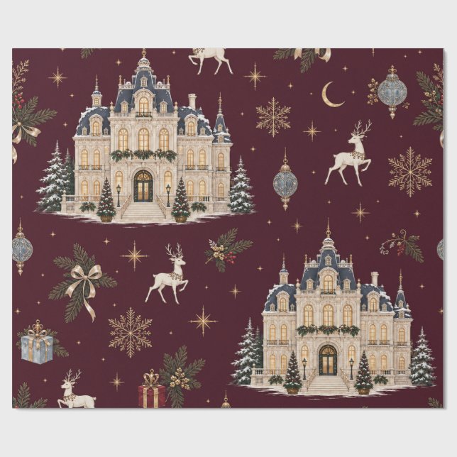 Vinterpalats Burgundy Julpapper (Platt)