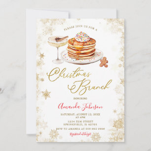 Vinterpannkaka Guld Snöflingor Jul Brunch Inbjudningar