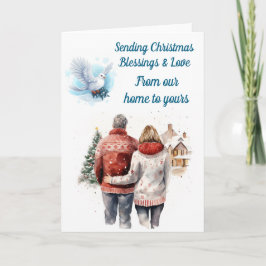 Vinterparet redigerbart julkort kort