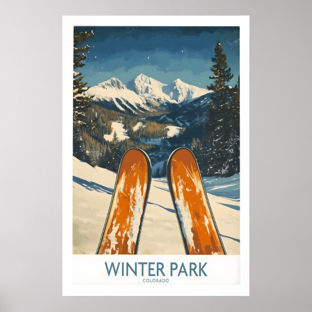 Vinterparkväggkonst - Colorado skidaffisch 1 Poster (Framsidan)