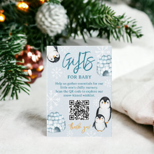Vinterpenguin igloos diaper raffle baby dusch tilläggskort