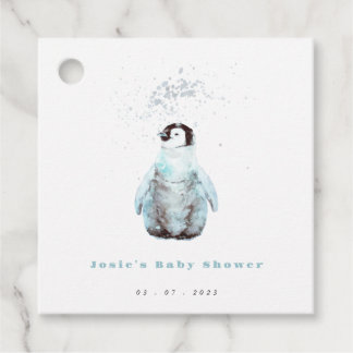 Vinterpingvin Baby Shower Gåvor Etiketter