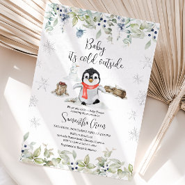 Vinterpingvin Baby Shower Inbjudningar