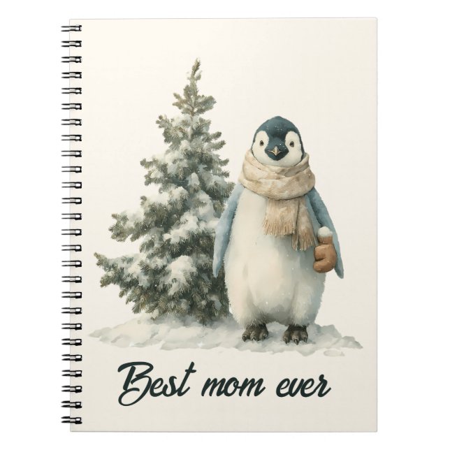 Vinterpingvin “Bästa mamma någonsin” design Anteckningsbok (Framsidan)