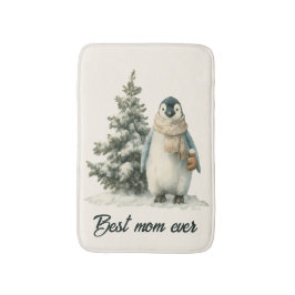 Vinterpingvin “Bästa mamma någonsin” design Badrumsmatta
