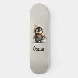 Vinterpingvin med snömannedesign mini skateboard bräda 18,5 cm