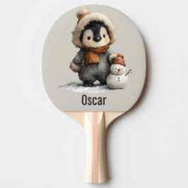 Vinterpingvin med snömannedesign pingisracket