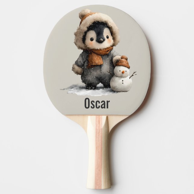 Vinterpingvin med snömannedesign pingisracket (Framsidan)